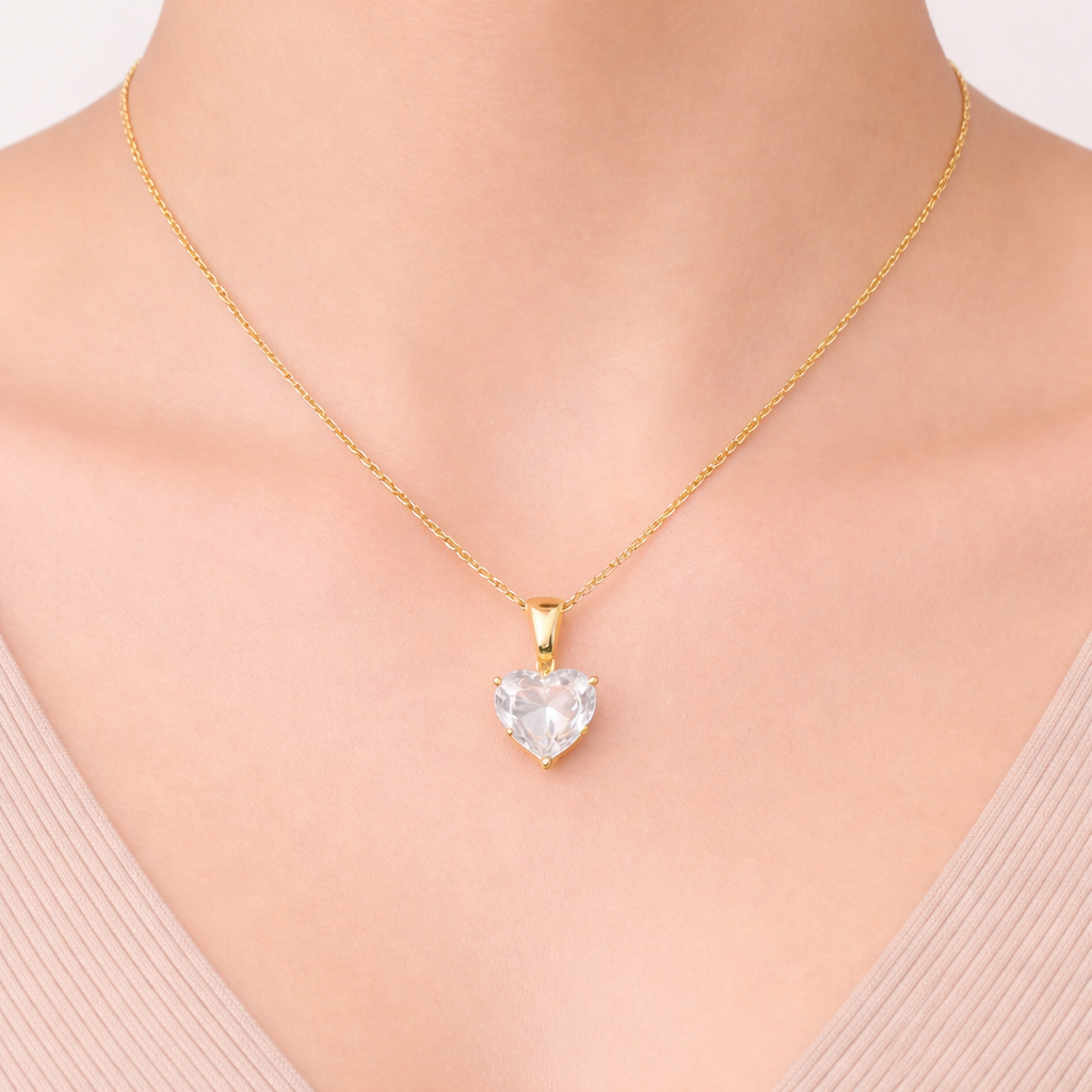Golden Heart Sparkle Necklace