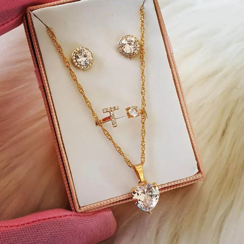 Golden Heart Sparkle Necklace